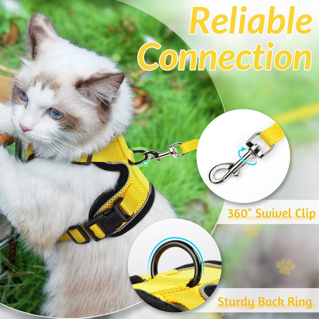 Rabbitgoo Classic Adjustable Cat Harness and Leash Set - Yellow