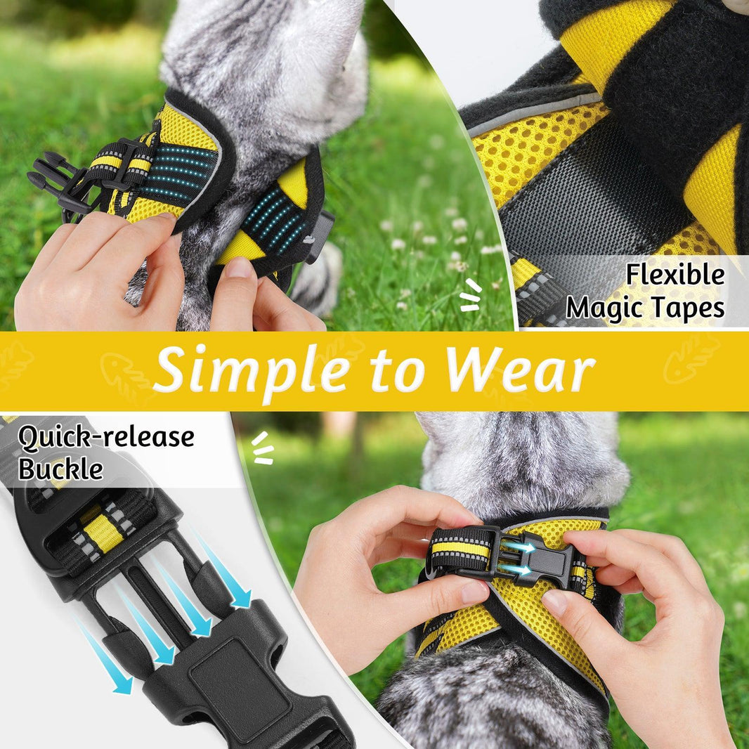 Rabbitgoo Escape Proof Cat Harness and Leash Set - Yellow