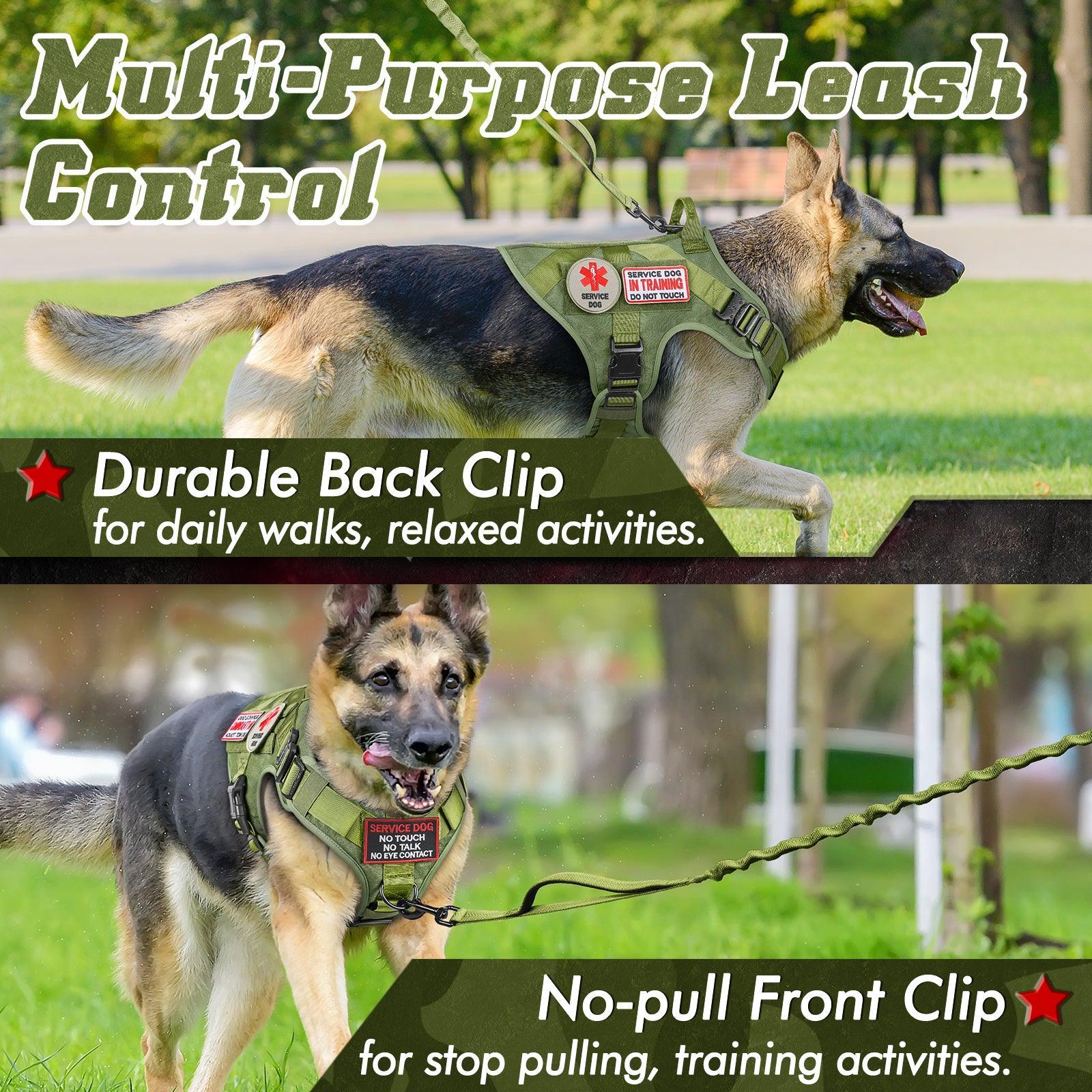 PAWTRENDER Tactical Dog Harness for Large Dogs - Green 