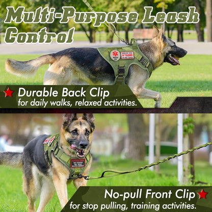 PAWTRENDER Tactical Dog Harness for Large Dogs - Green 