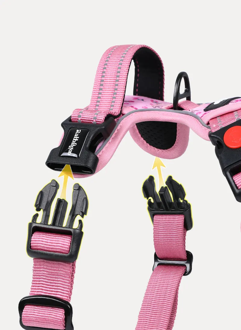 BloomWalk Easy-On No Pull Dog Harness - Floral Pink