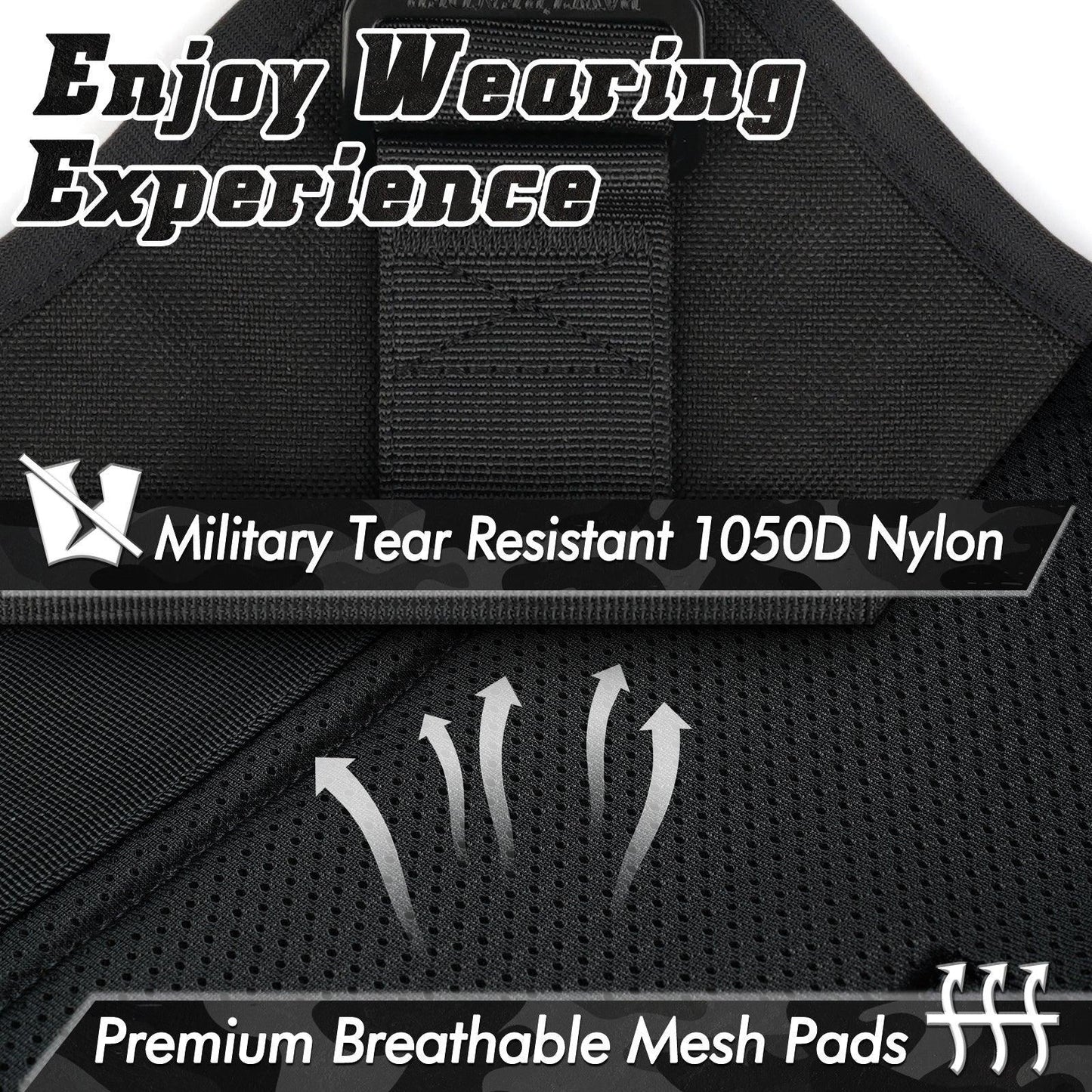 PAWTRENDER Tactical Dog Harness for Large Dogs - Black 