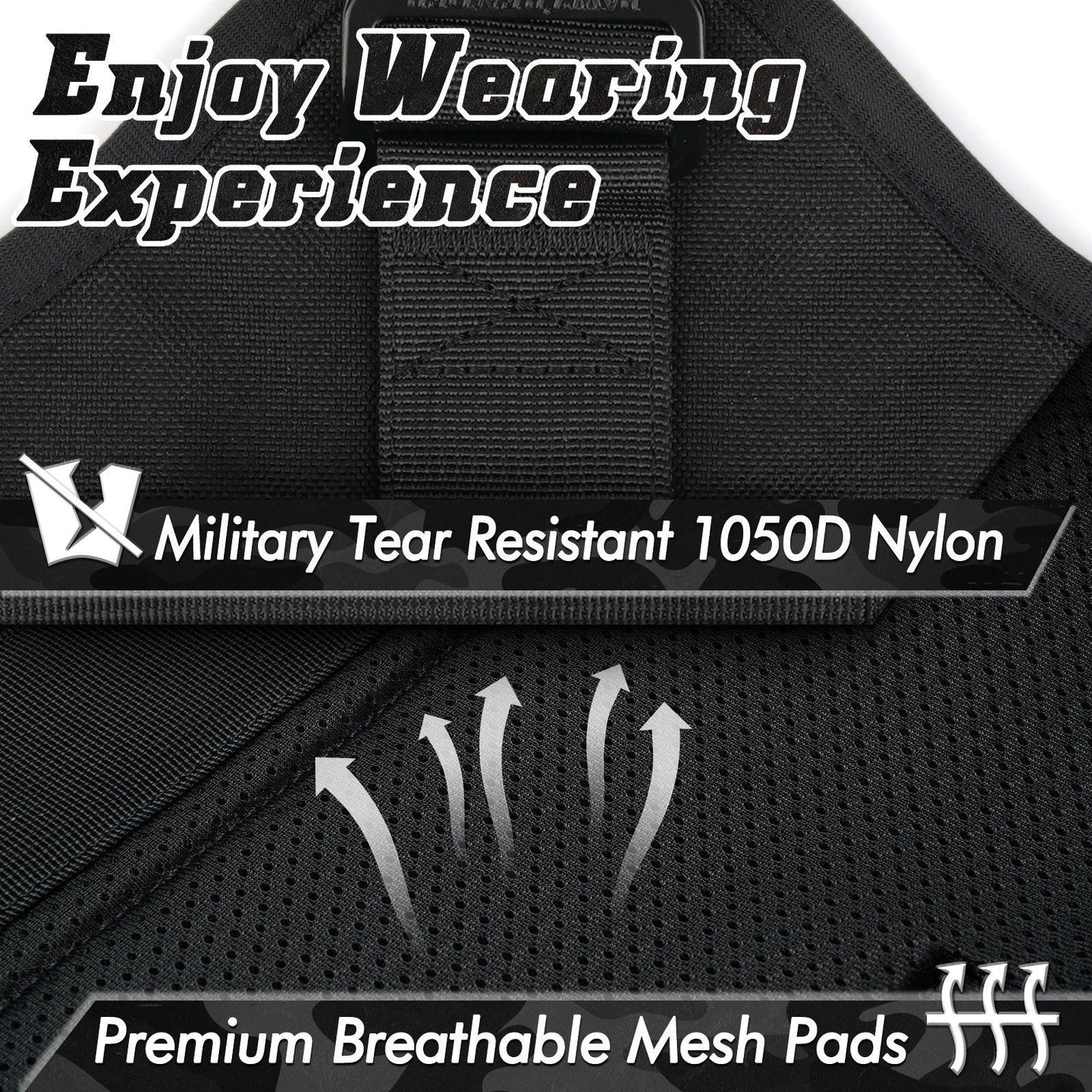 PAWTRENDER Tactical Dog Harness for Large Dogs - Black 