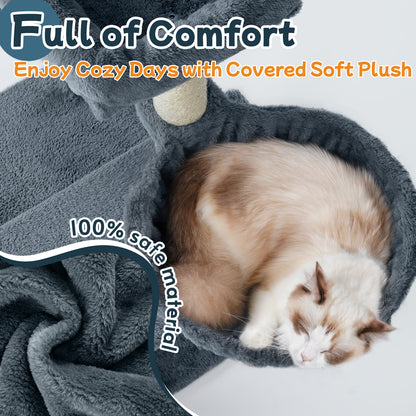 Rabbitgoo 33" Cat Tree for Indoor Kittens - Dark Grey / 19.2"L x 16.8"W x 33.45"H
