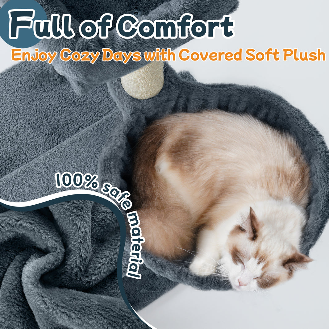 Rabbitgoo 33" Cat Tree for Indoor Kittens - Dark Grey / 19.2"L x 16.8"W x 33.45"H