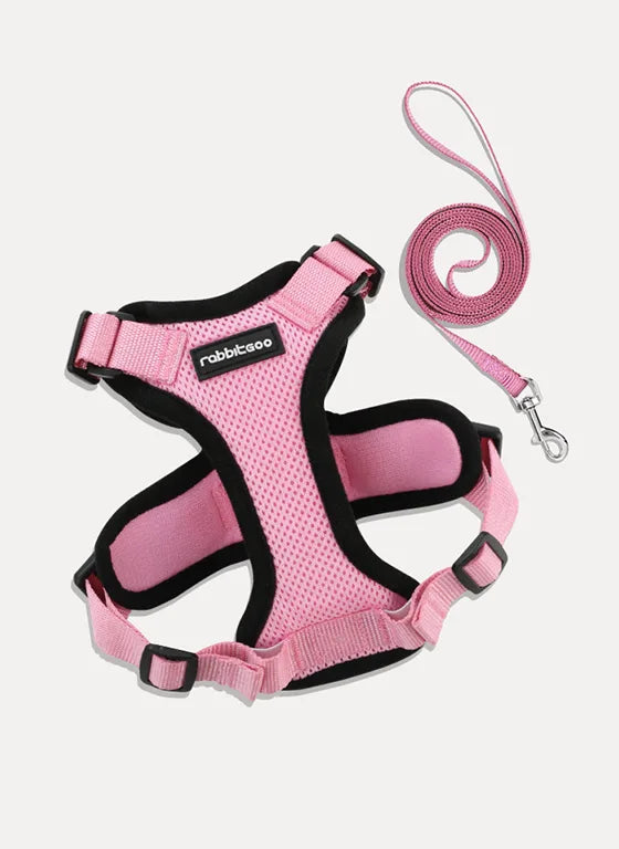 Rabbitgoo Classic Adjustable Cat Harness and Leash Set - Pink