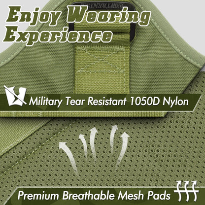 PAWTRENDER Tactical Dog Harness for Large Dogs - Green 