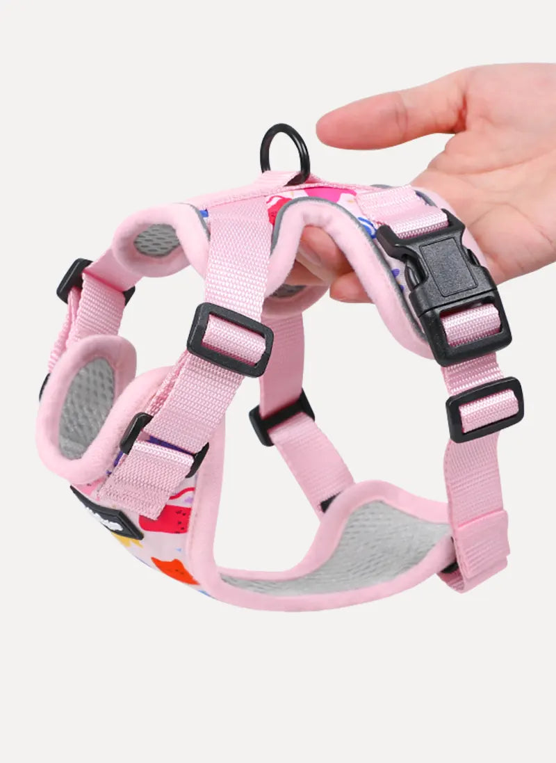 Rabbitgoo Kaleido Adjustable cat harness and leash set - Confetti Pink