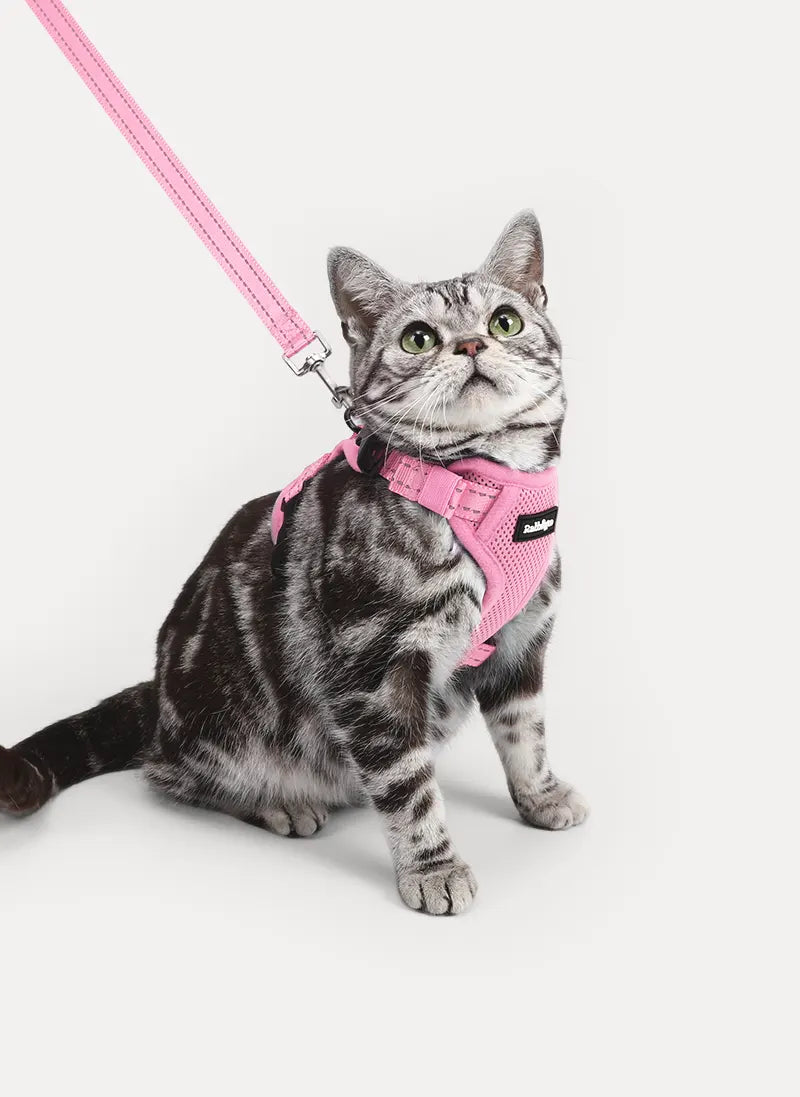 Rabbitgoo SnugFit 3-Point Cat Harness and Leash Set - Pink
