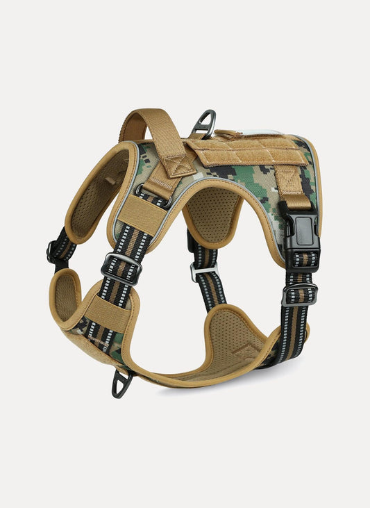 Camo Escape Proof Tactical Dog Harness - Brown camo