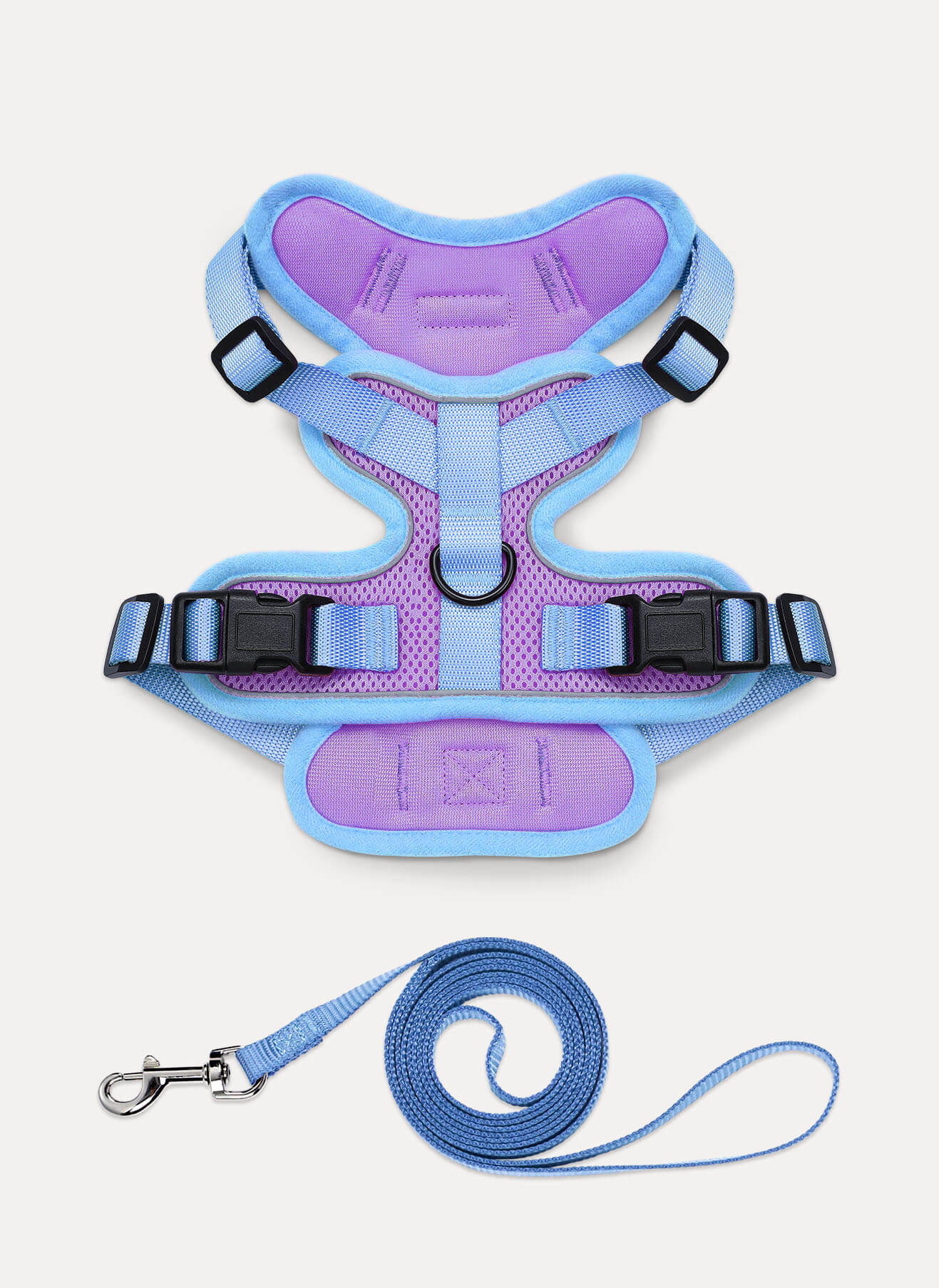 Rabbitgoo 2-tone Adjustable cat harness and leash set - Purple & Blue