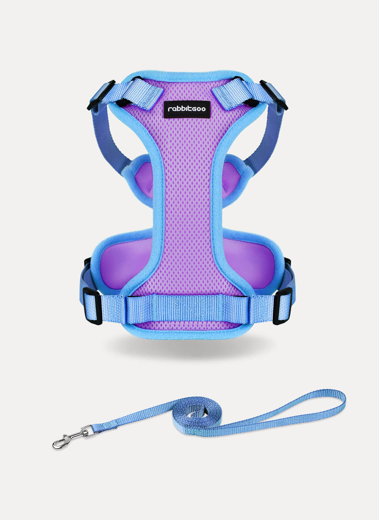 Rabbitgoo 2-tone Adjustable cat harness and leash set - Purple & Blue