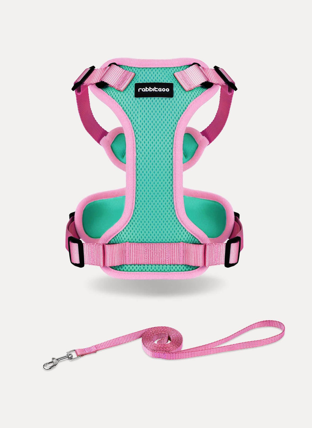 Rabbitgoo Fusion Adjustable cat harness and leash set - Green & Pink 