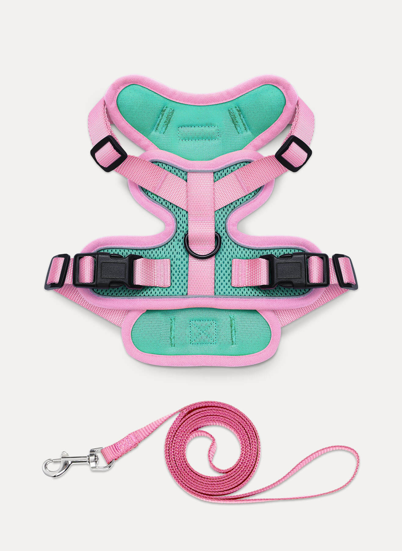Rabbitgoo 2-tone Adjustable cat harness and leash set - Green & Pink