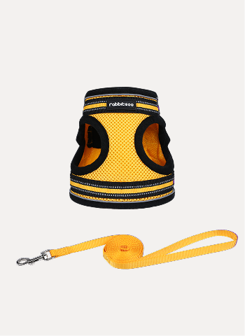 Rabbitgoo Escape Proof Cat Harness and Leash Set, with Reflective Strip - Yellow