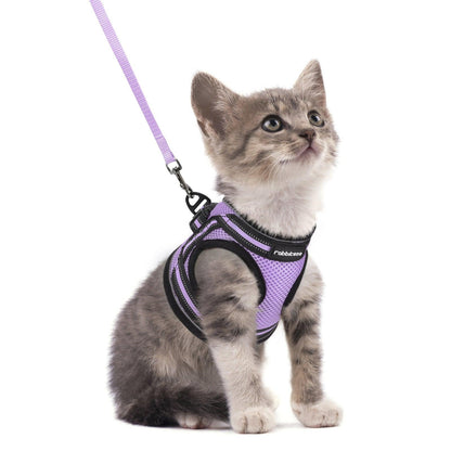 Rabbitgoo Escape Proof Cat Harness and Leash Set, with Reflective Strip - Light purple