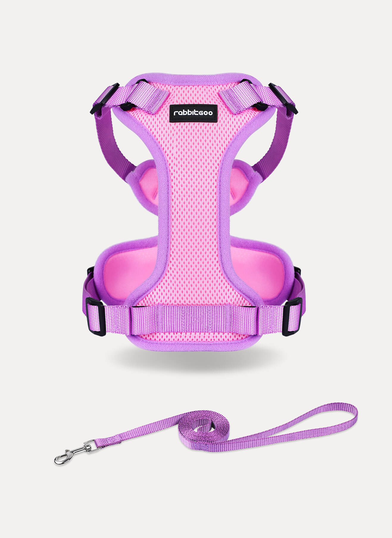 Rabbitgoo 2-tone Adjustable cat harness and leash set - Purple & Pink