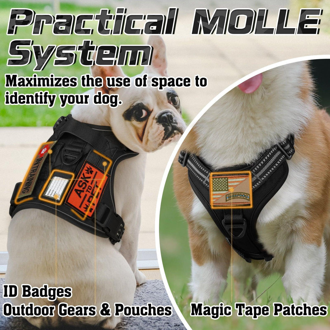 Solid Escape Proof Tactical Dog Vest Harness - Black