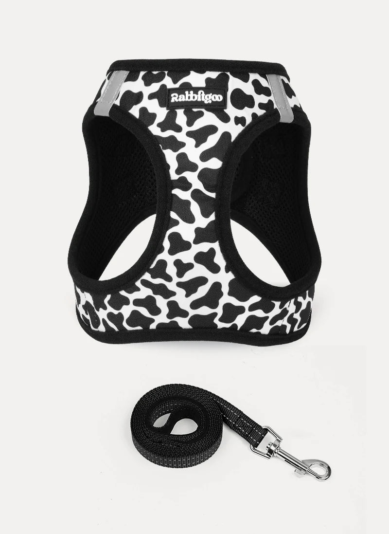 Minifit Small Dog Harness and Leash Set - Black White Cow