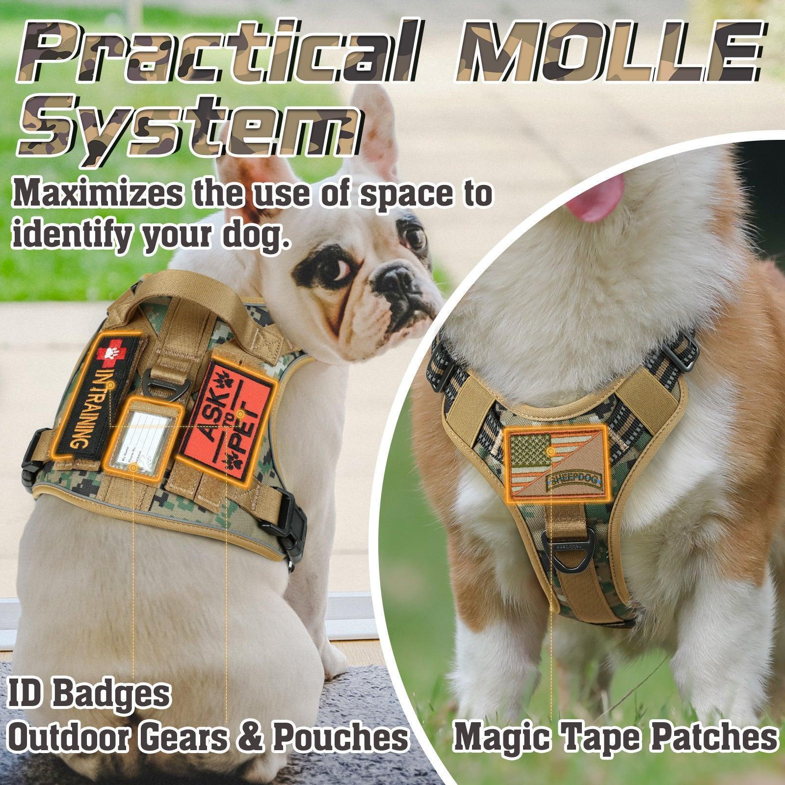 Brown Camo Tactical Dog Harness Leash Set