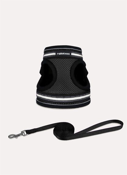 Rabbitgoo Escape Proof Cat Harness and Leash Set, with Reflective Strip - Black