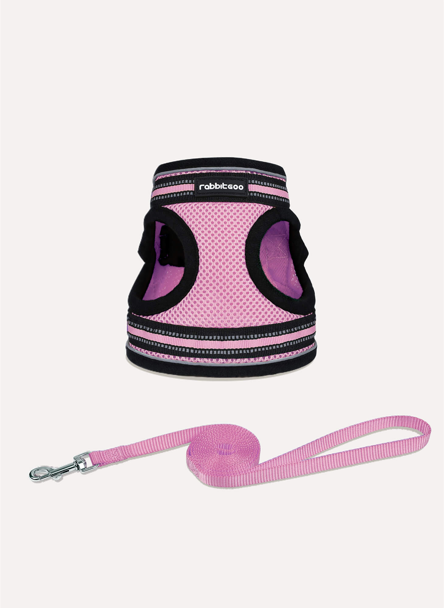 Rabbitgoo Escape Proof Cat Harness and Leash Set, with Reflective Strip - Pink