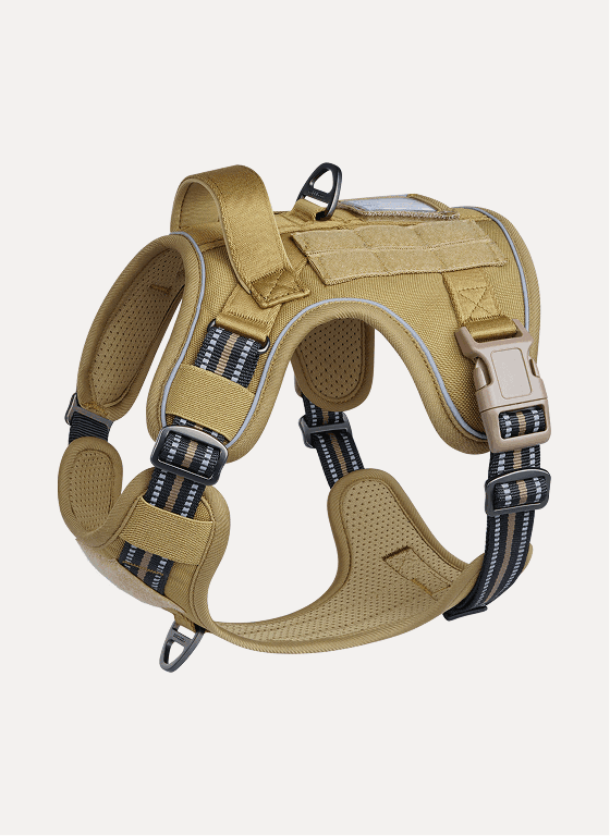 Solid Escape Proof Tactical Dog Vest Harness - Tan
