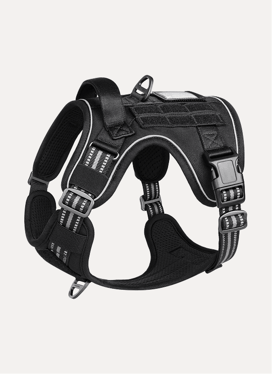 Solid Escape Proof Tactical Dog Vest Harness - Black