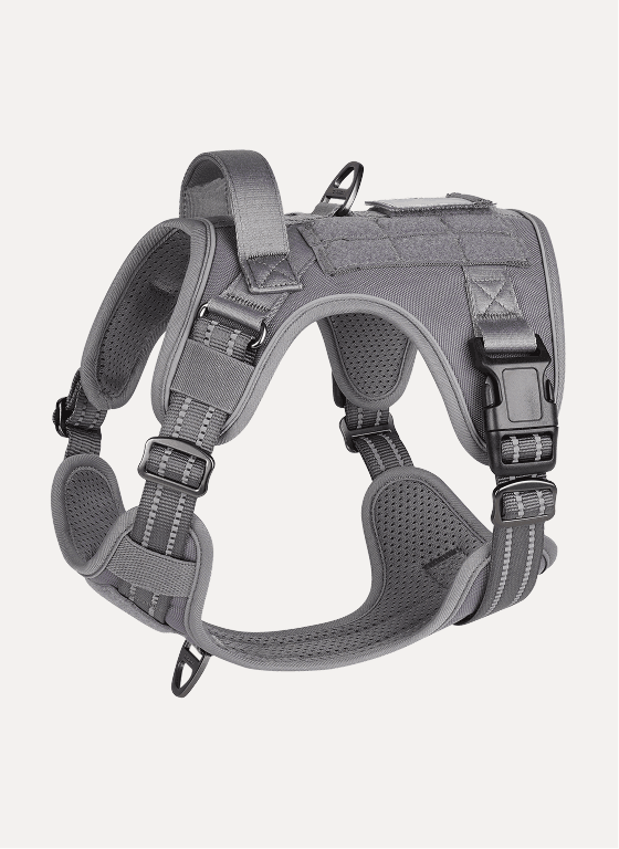 Solid Escape Proof Tactical Dog Vest Harness - Grey