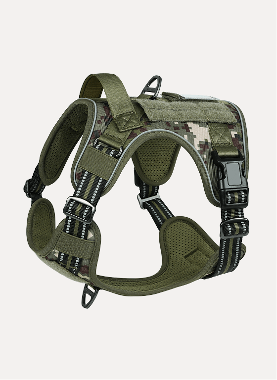 Camo Escape Proof Tatical Dog Harness - Green camo 