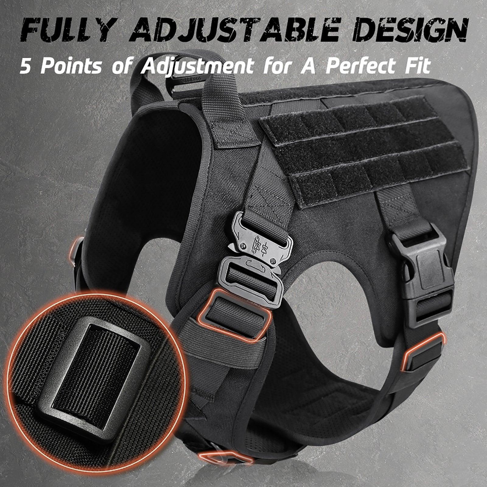 Tactical Dog Harness Vest with Handle - Black 