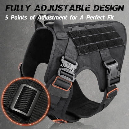 Tactical Dog Harness Vest with Handle - Black 