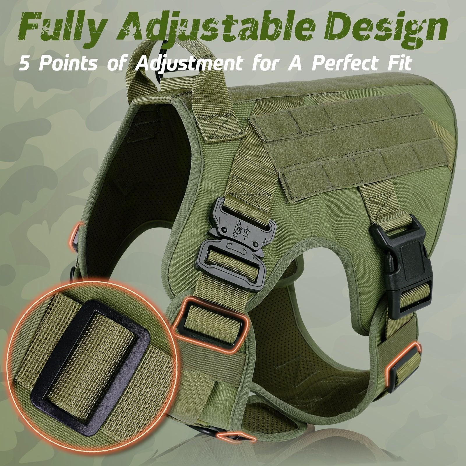 Tactical Dog Harness Vest with Handle - Green 