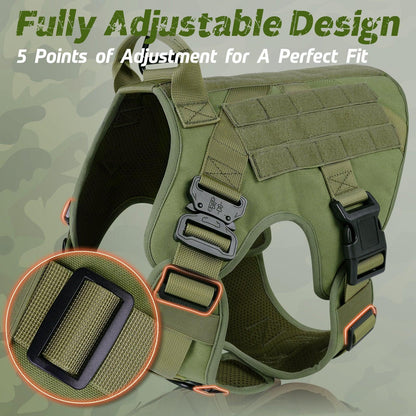 Tactical Dog Harness Vest with Handle - Green 