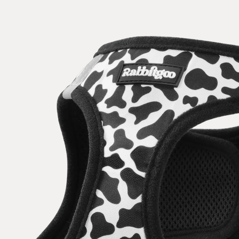 Minifit Small Dog Harness and Leash Set - Black White Cow
