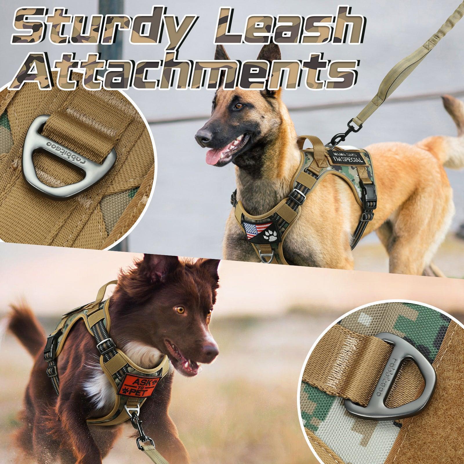 Brown Camo Tactical Dog Harness Leash Set