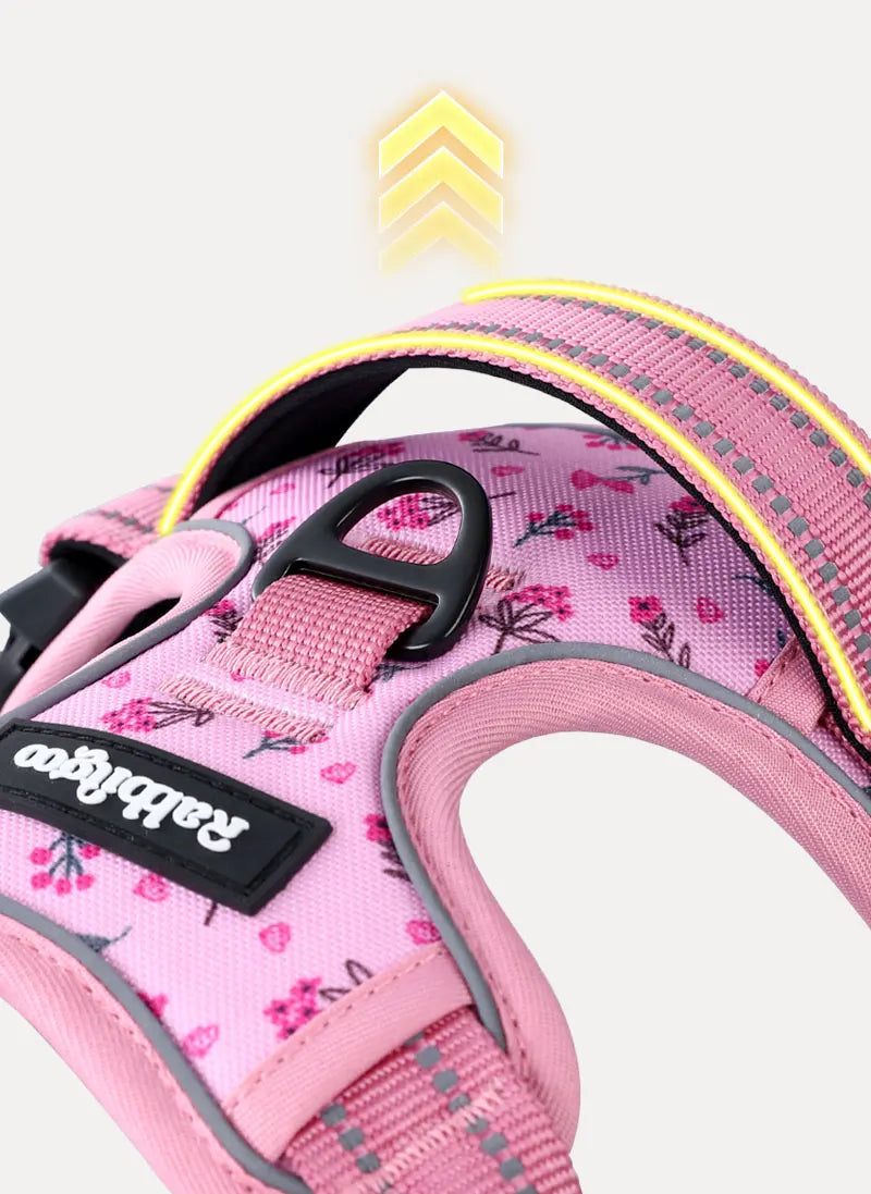 BloomWalk Easy-On No Pull Dog Harness - Floral Pink