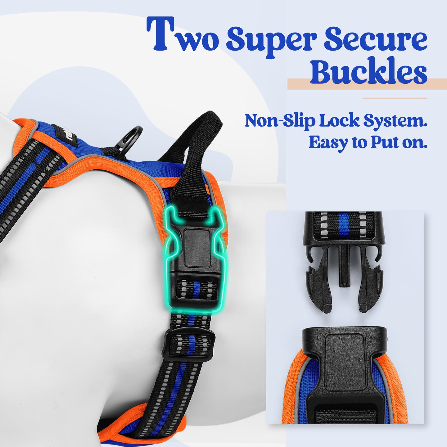Rabbitgoo Multicolored No Pull Dog Harness - Orange & Blue