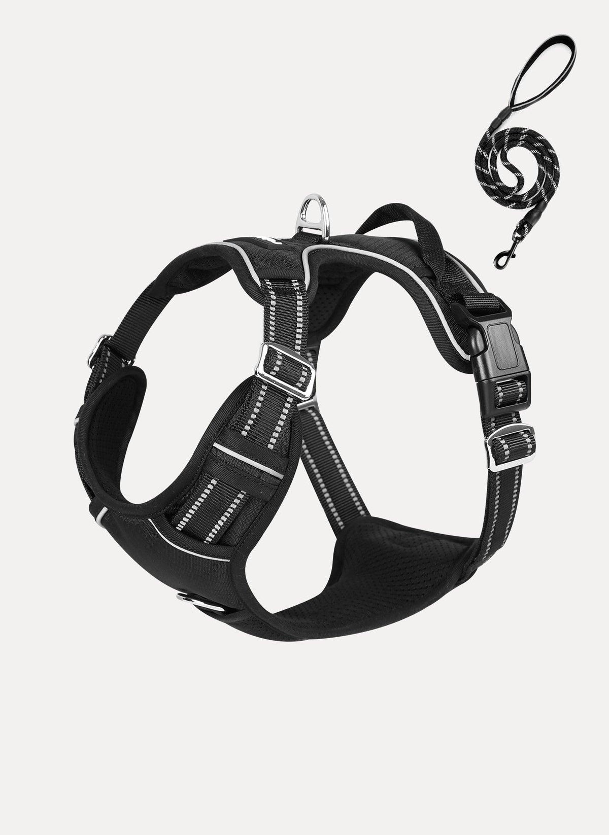 No Pull Dog Harness and Leash Set - Black / S
