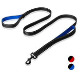 rabbitgoo 6 feet Long Dog Leash / black_and_blue Rabbitgoo Padded Traffic 2 Handles Dog Leash