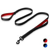 rabbitgoo 6 feet Long Dog Leash / black_and_red Rabbitgoo Padded Traffic 2 Handles Dog Leash